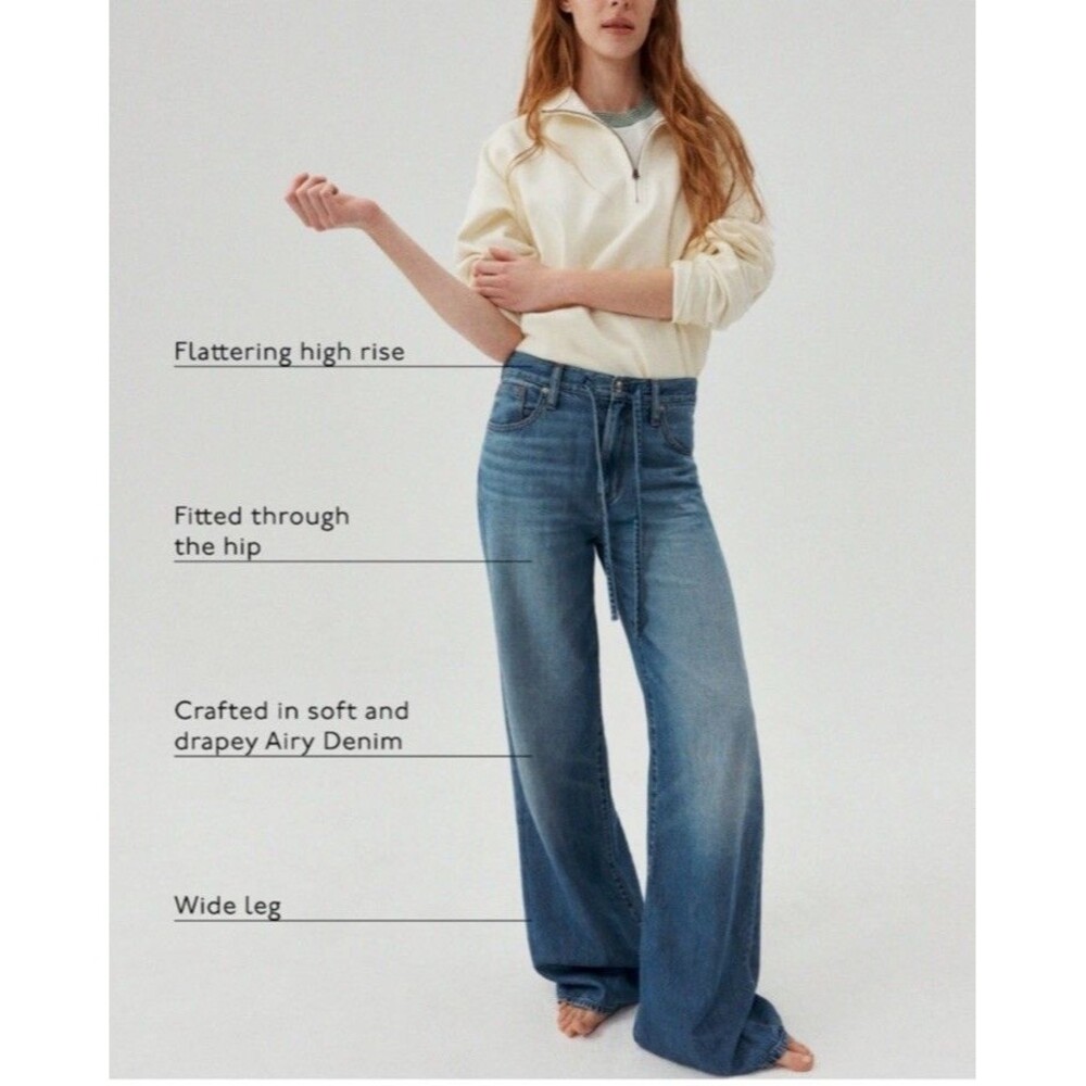 Madewell The Ultimate Wide-Leg Jean high-rise drawstring waist NWT Size 25 S